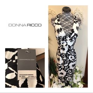 Donna Ricco Black and White Floral Midi Dress